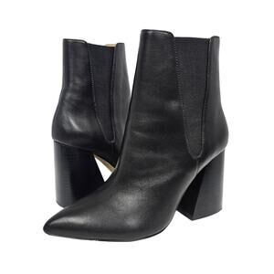Joie Abrianna Leather Ankle Boots Womens 6.5 Black Block Heel Pointed Toe